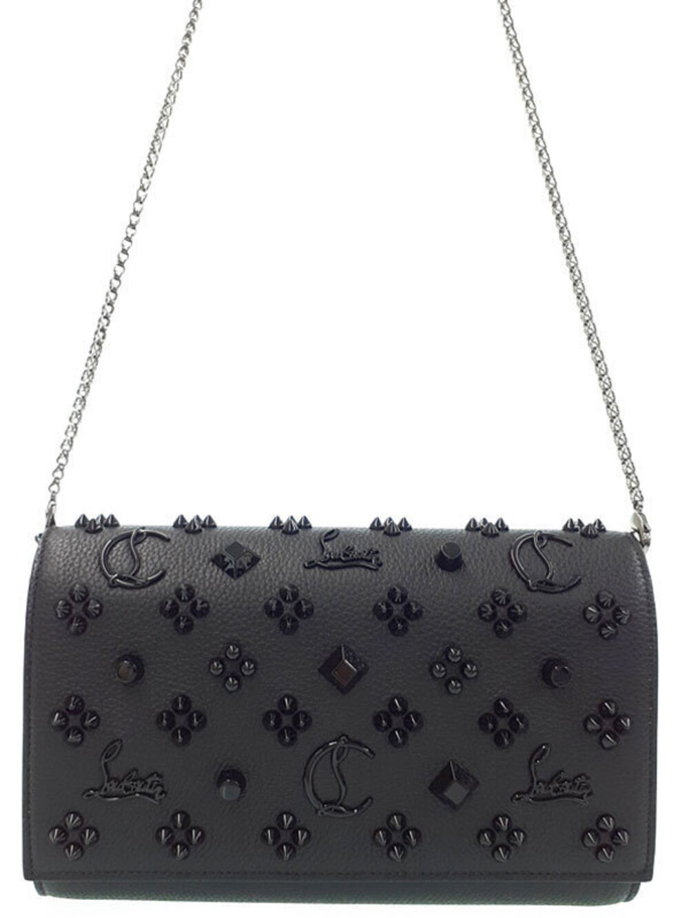 Christian Louboutin Paloma Clutch black leather metal spikes